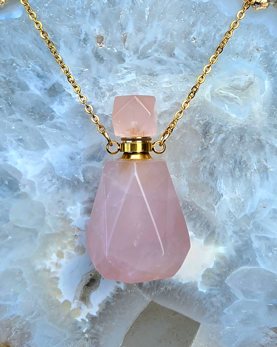 ROSE QUARTZ – Crystal Vial Pendant
