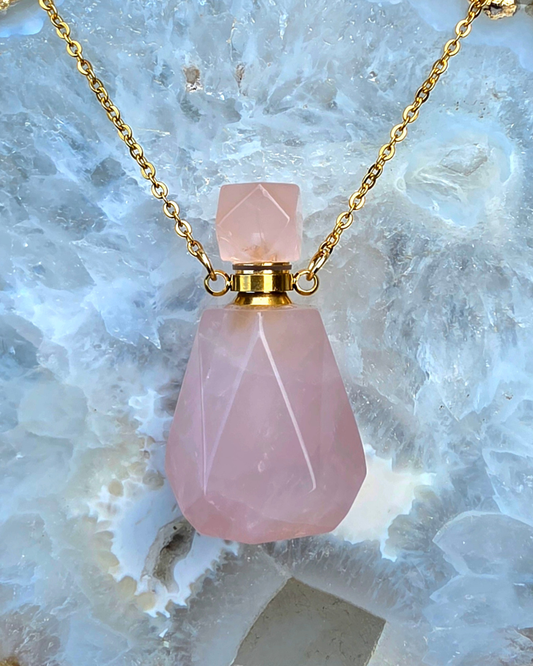 ROSE QUARTZ – Crystal Vial Pendant